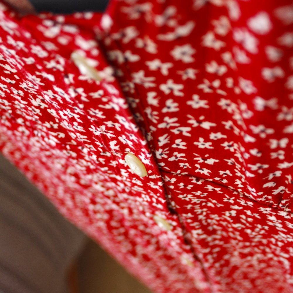 Red Floral Button Up Maxi Dress - NWT